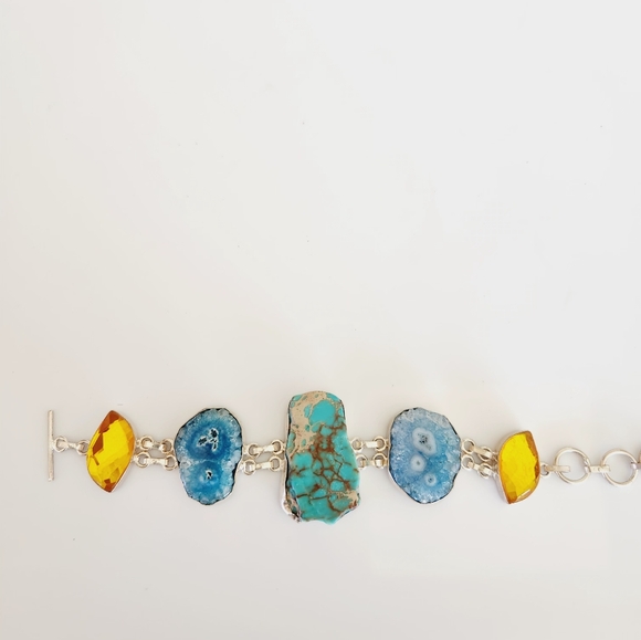 Variscite Quartz and Topaz bracelet - Picture 2 of 6